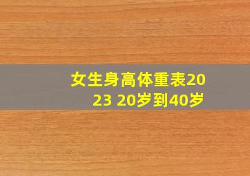 女生身高体重表2023 20岁到40岁